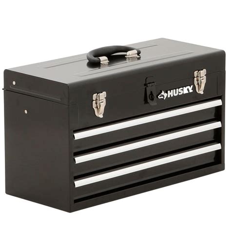 husky 20 in 3-drawer metal mobile tool box with tray|husky three drawer tool box.